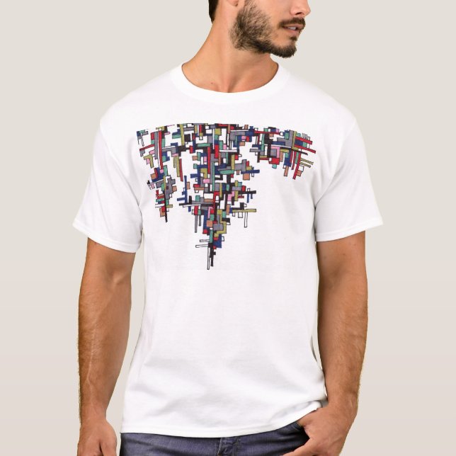 Cyber Pop Abstract Fractal Crystal T-Shirt (Front)