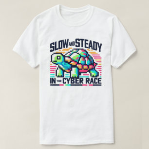 Cyber Race T-Shirt 8 Bits Neon Turtle Lente & Régu