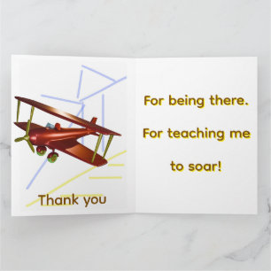 Cyber Red Popcorn Anime Bi-Plane flying amidst  Thank You Card