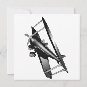 Cyber Red Popcorn Anime Bi-Plane flying amidst  Thank You Card
