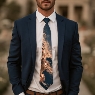 Cyber Renaissance Rose Gold & Chrome Neo Baroque Tie