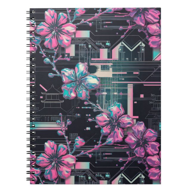 Cyber Sakura Skyline Notebook (Front)