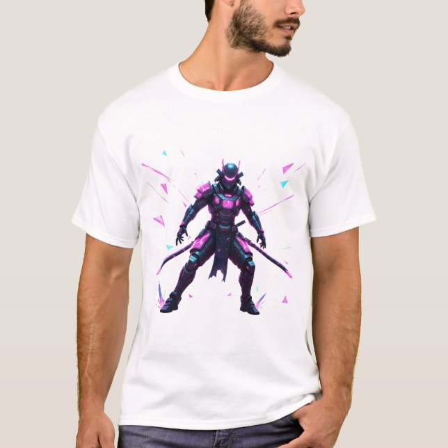 Cyber-Samurai Aurora Warrior T-Shirt (Front)