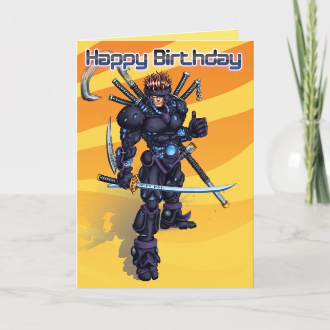 Cyber Samurai Birthday Card (Front)
