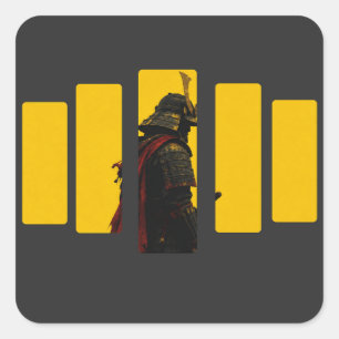 Cyber Samurai Japanese Warrior Bushido Art Square Sticker