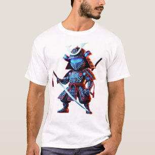 Cyber Samurai Neon Warrior Futuristic Battle Tee