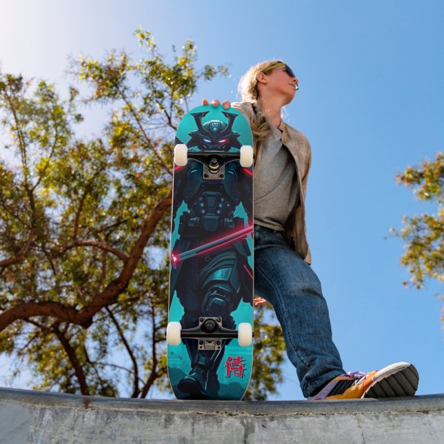 Cyber Samurai Skateboard: Futuristic Fusion Art Skateboard (Outdoor 1)