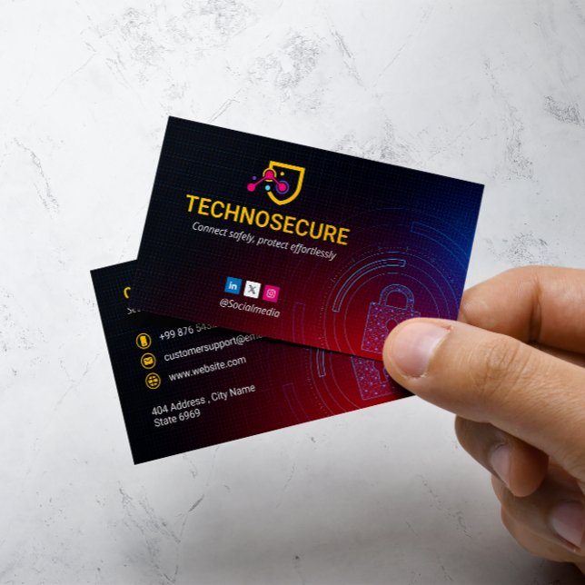 Cyber Security Business | Futuristic Dark Orange Business Card (Creator Uploaded)