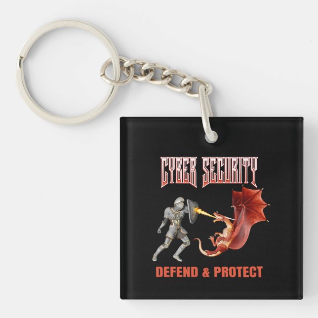 Cyber Security Knight Dragon Defence Keychain (Front)