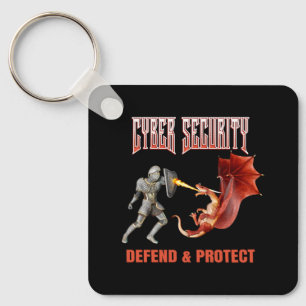 Cyber Security Knight Dragon Defence Keychain