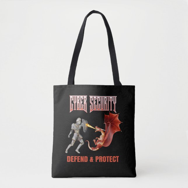 Cyber Security Knight Dragon Defence Tote Bag (Front)
