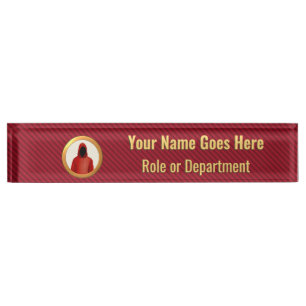 Cyber Security Professional red and gold custom Nameplate