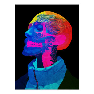 Cyber Skull – Futuristic Anatomy Art Poster