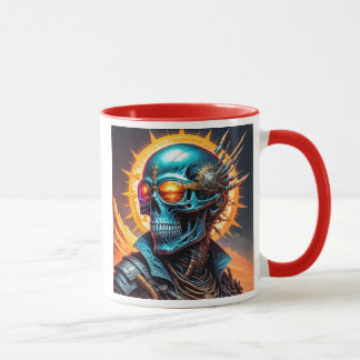 Cyber skull under a hot sun. mug