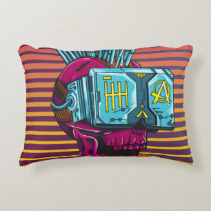 Cyber Skull Virtual Reality Cyberpunk floppy disc Accent Pillow