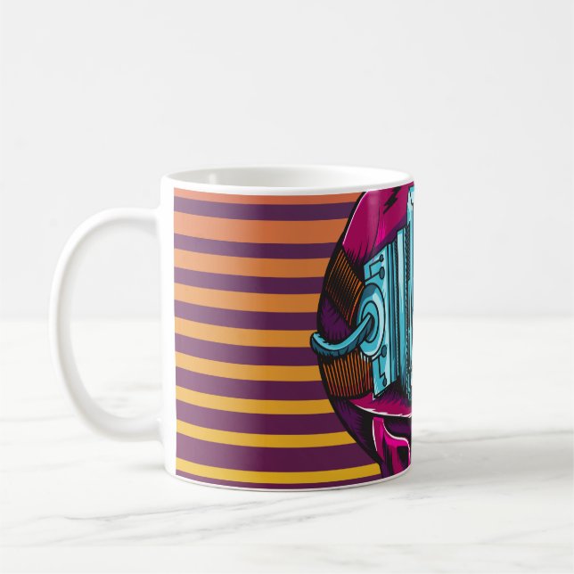 Cyber Skull Virtual Reality Cyberpunk floppy disc  Coffee Mug (Left)