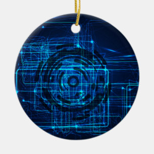 Cyber Technology Matrix Pattern Ceramic Ornament