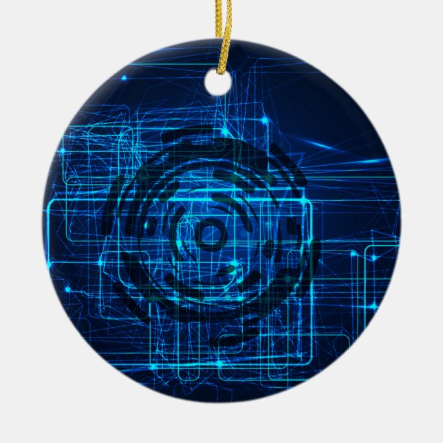 Cyber Technology Matrix Pattern Ceramic Ornament (Front)
