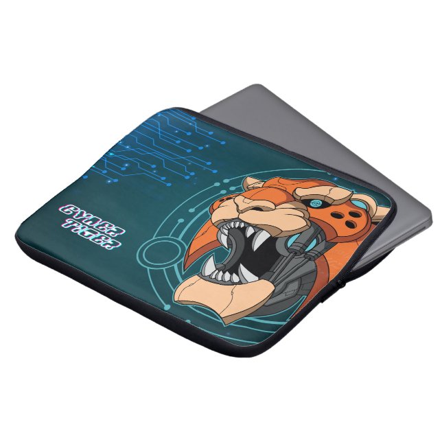 Cyber Tiger | Sac à manches d'ordinateur portable  (Devant haut)