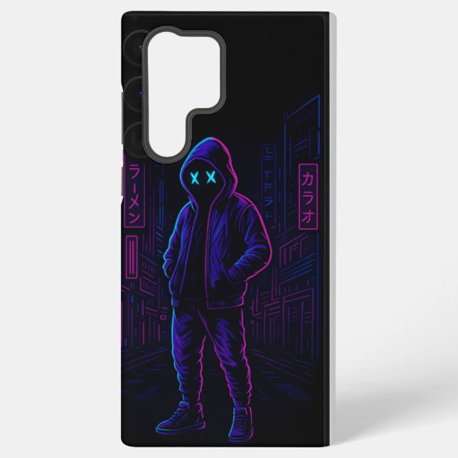 Cyber Tokyo Hacker – Neon Glow Samsung GPhone Case (Back)