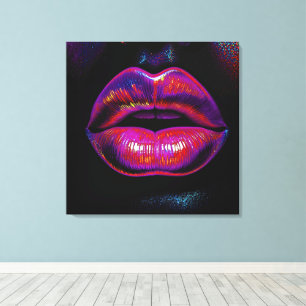 Cyber Venus Lips – Colourful Lips Portrait Canvas Print