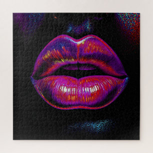 Cyber Venus Lips – Colourful Lips Portrait Jigsaw Puzzle