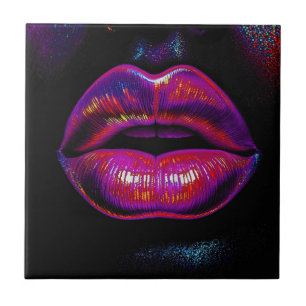 Cyber Venus Lips – Colourful Lips Portrait Tile