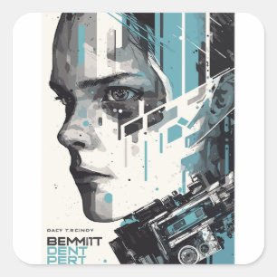 Cyber Vision - Futuristic Art Poster Square Sticker