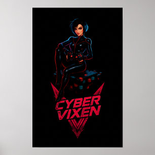 Cyber Vixen Gamer Girl Gaming Graphic - Video Game Poster