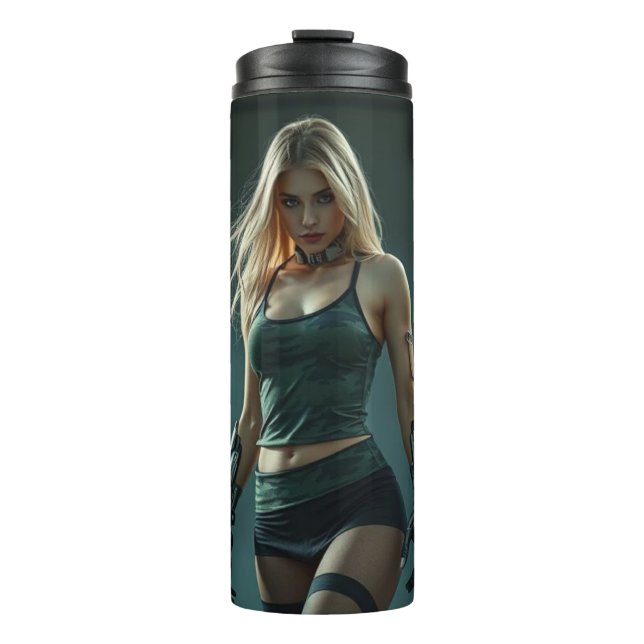 Cyber Warrior of the Future - Strength and Style Thermal Tumbler (Front)