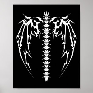 Cyber Wings Tattoo Style Art Robotic Celtic Raven  Poster