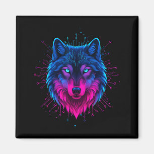 Cyber Wolf For Animal Lovers And Birthday And Birt Magnet