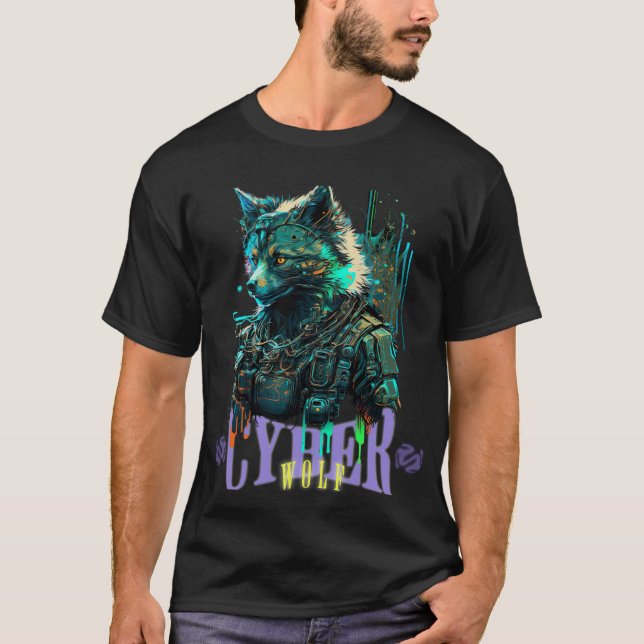 Cyber Wolf Graphic T-shirt (Front)