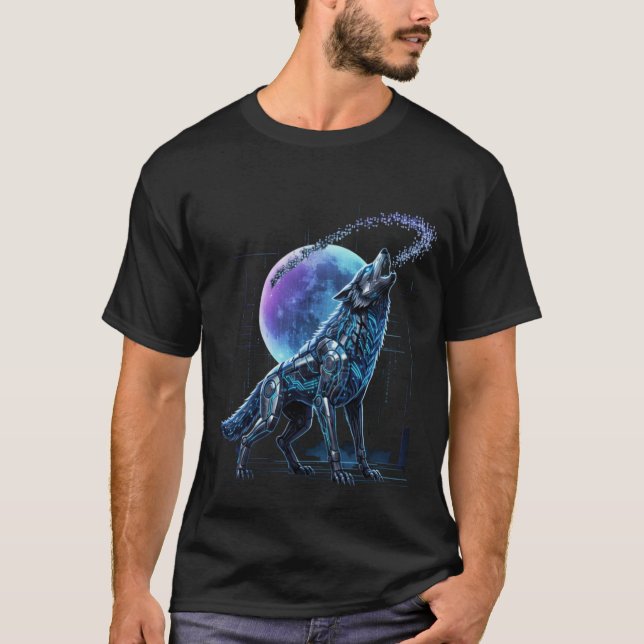 Cyber wolf howl T-Shirt (Front)