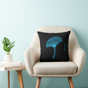 Cyber Zen Neon Ginkgo Pillow - Personalized Est. Y