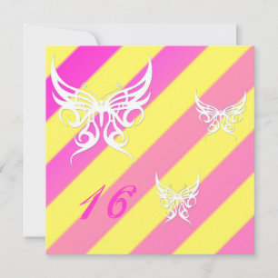 Cybergoth Butterflies Sweet 16 Birthday Invites