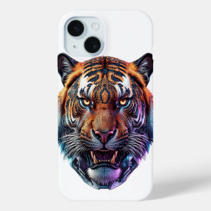 Cybernetic Bio-Mechanical Tiger Portrait iPhone 15 Case