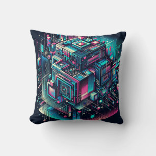 Cybernetic Dreamscape Throw Pillow