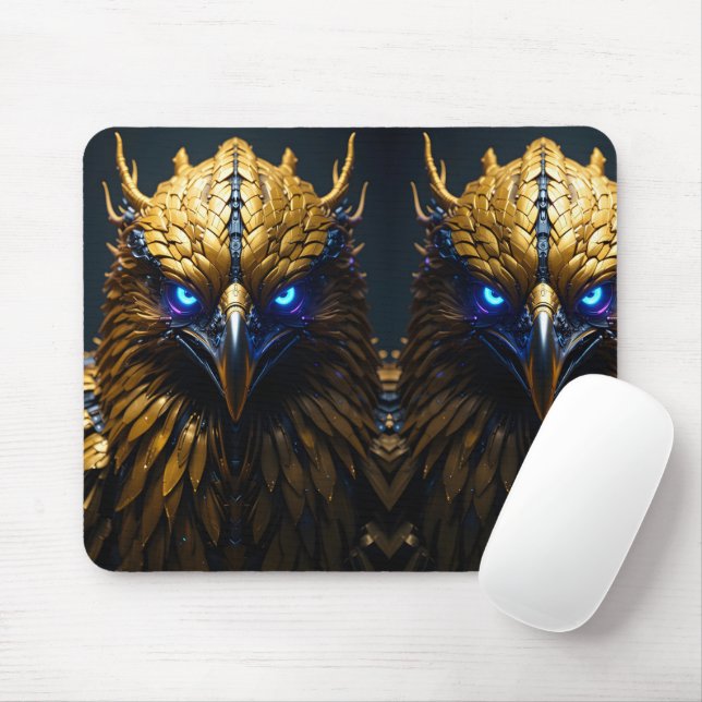 Cybernetic Golden Eagle Mouse Pad (With Mouse)