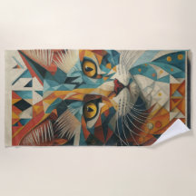 CYBERNETIC KITTY CAT ABSTRACT GEOMETRIC CUBISM 