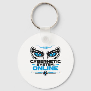 Cybernetic System Online Futuristic Robot Eyes Sci Keychain