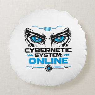 Cybernetic System Online Futuristic Robot Eyes Sci Round Pillow