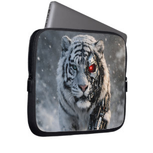 Cybernetic white tiger laptop sleeve