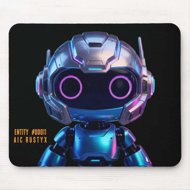 Cyberpunk AI Robot Mouse Pad #00011 | AIC Rustyx (Front)