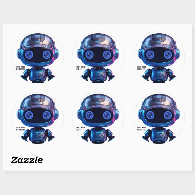 Cyberpunk AI Robot Round Sticker #00001 | AIC Rust (Sheet)