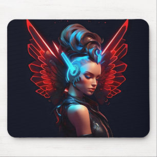 Cyberpunk Angel Girl Mouse Pad