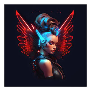 Cyberpunk Angel Girl Photo Print