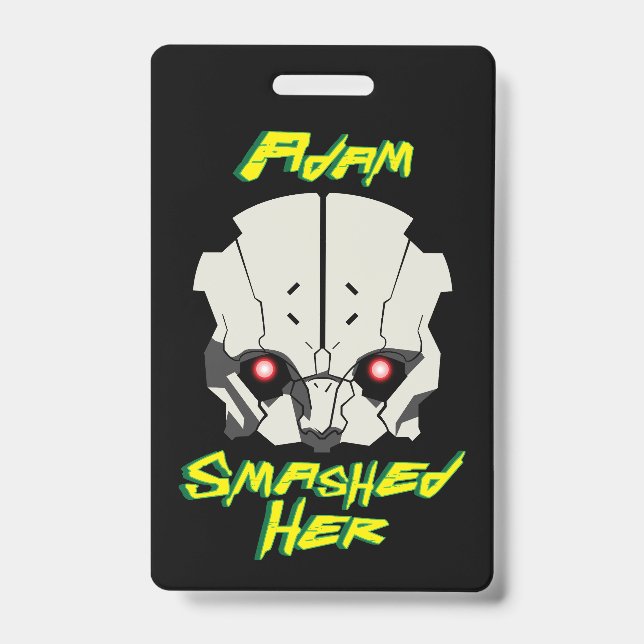 cyberpunk anime edgerunners adam smasher smashed h badge (Front)