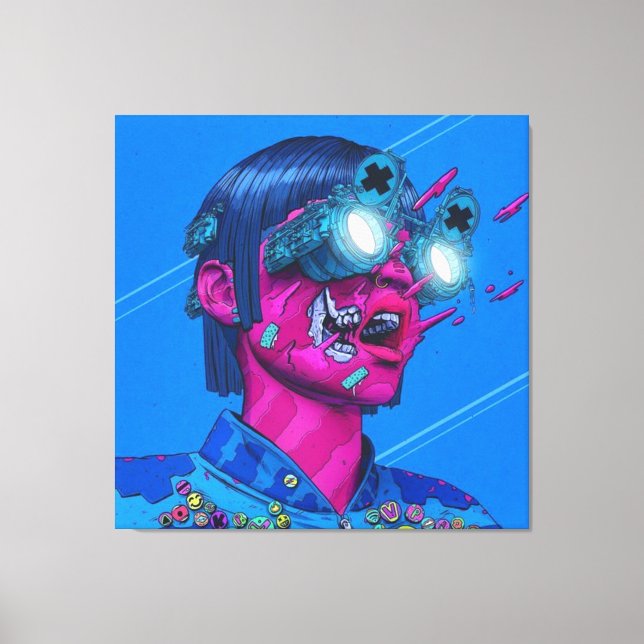 cyberpunk, anime, manga, acid, cyber, art, canvas print (Front)
