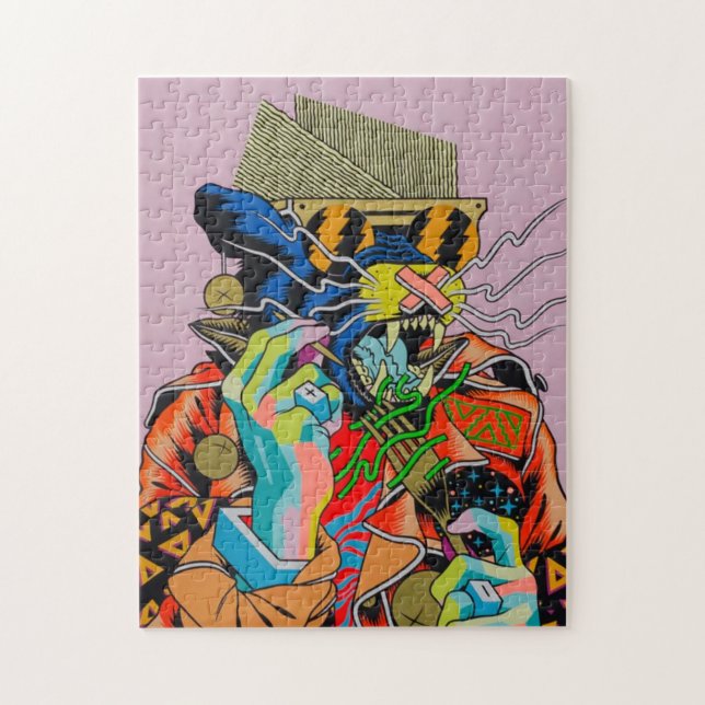 cyberpunk, anime, manga, acid, cyber, art, jigsaw puzzle (Vertical)